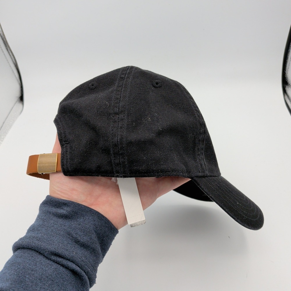 Madewell Broken In Black Organic Cotton Baseball Cap Hat Leather Strap MD497 New - Picture 4 of 9